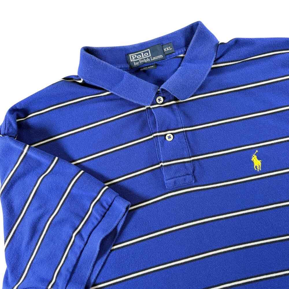 Polo Ralph Lauren Blue White Striped‎ Yellow Pony Men's Shirt Sz 2XL
